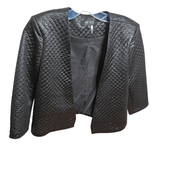 Nic+Zoe Special Edition Quilted Open-Front Blazer Jacket S Black - Picture 1 of 4
